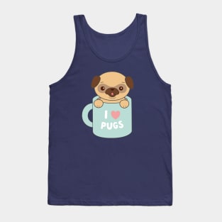 Kawaii Cute I love pugs t-shirt Tank Top